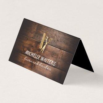 Licensed Barber Leather Gold Comb and Scissors