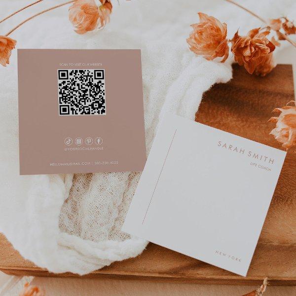 Life Coach Minimalist Blush White QR Code Square