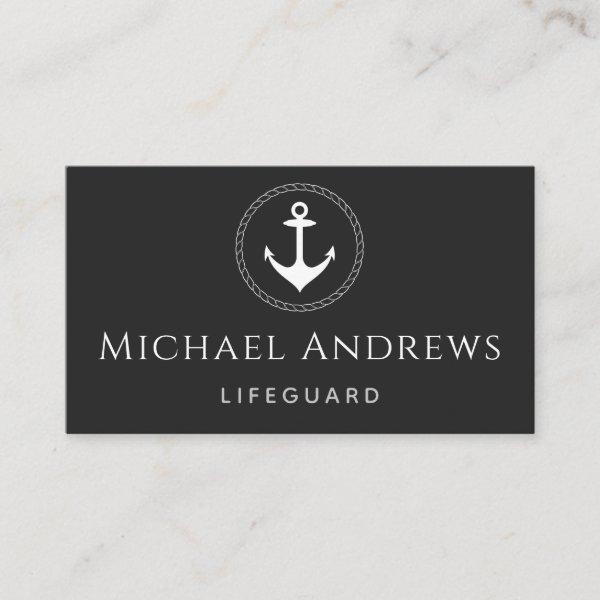 Lifeguard Elegant Black & White Anchor Minimalist