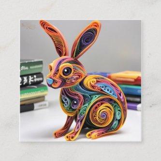 Lifelike Beautifully Paper Quilling Rabbit Calling Card