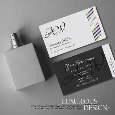Light and Dark Gray Chic Colorful Stripes Monogram