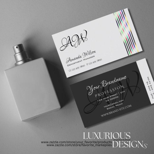 Light and Dark Gray Chic Colorful Stripes Monogram
