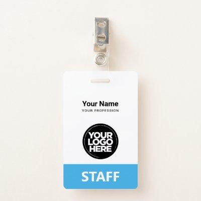 Light Blue Employee Name Business Logo Staff Tag Badge