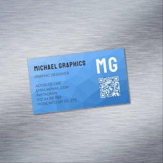 Light blue gradient geometric mesh pattern QR code  Magnet