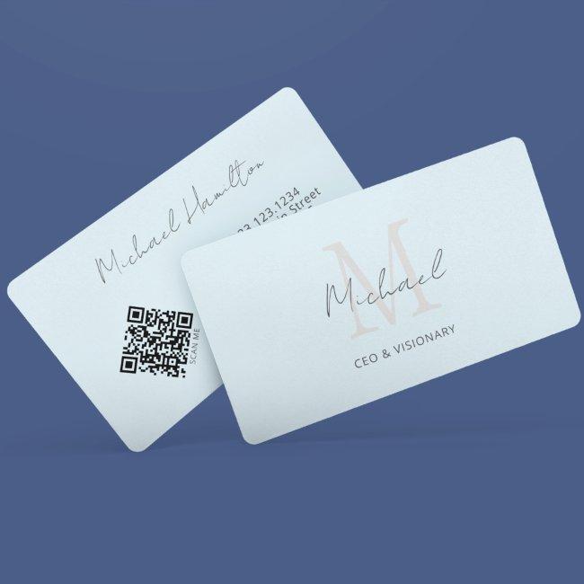 Light Blue Monogram QR Code