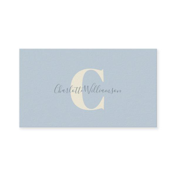 Light Blue Monogram with Script Name Overlay