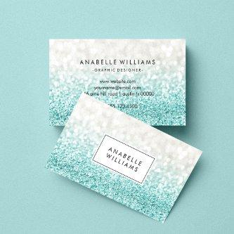 Light Blue Ombre Glitter and Bokeh Pattern