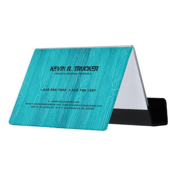 Light blue painted wood planks pattern desk  holder