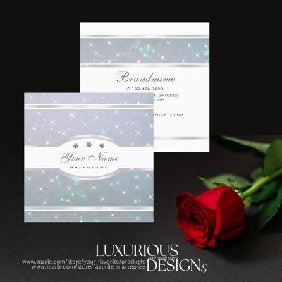 Light Blue Pearl Glitter Luminous Sparkling Stars Square