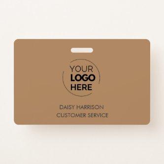 Light Brown Company Logo ID Modern Custom Employee Badge