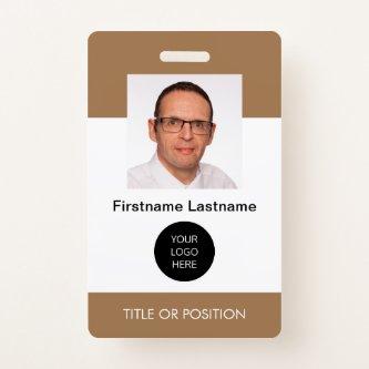 Light Brown ID Photo Name Badge