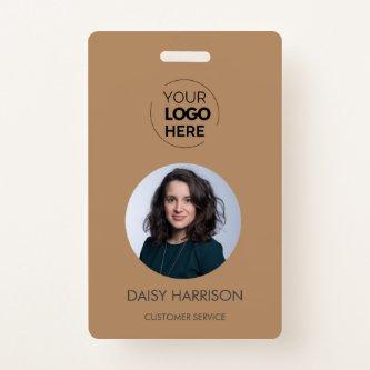 Light Brown Minimalist Business Employee QR Badge
