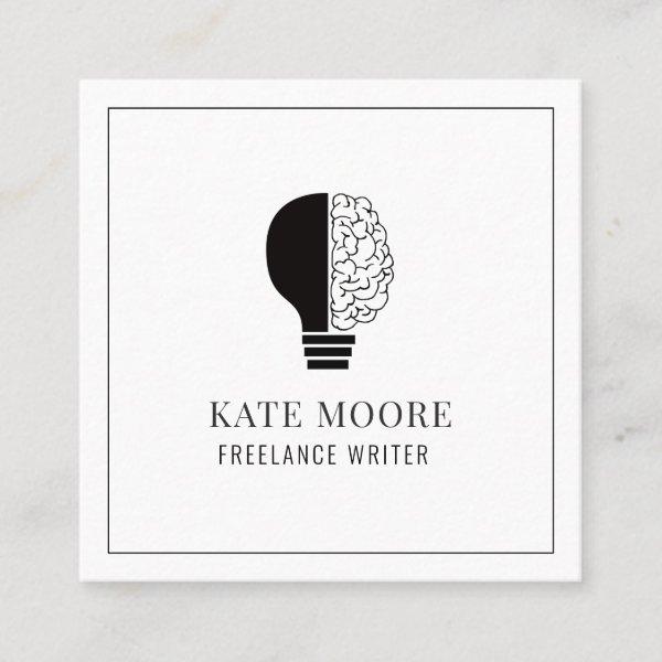 Light Bulb Idea Brain Logo Writer Editor Square