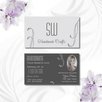 Light Dark Gray Ornate with Monogram and Photo