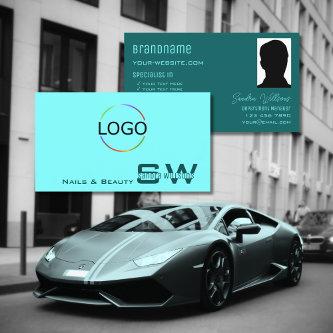 Light Dark Teal Chic with Monogram Logo and Photo