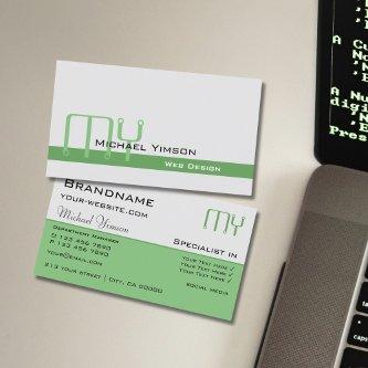Light Gray and Green with Initials Professional