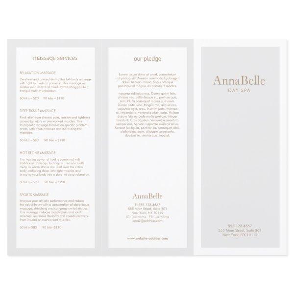Light Gray Beauty Hair Salon Spa TriFold Brochure