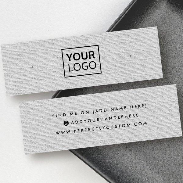 Light gray linen logo stud earring display card