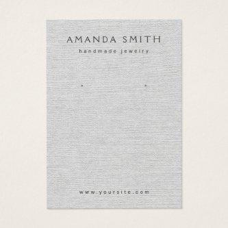 Light gray linen look earring display card