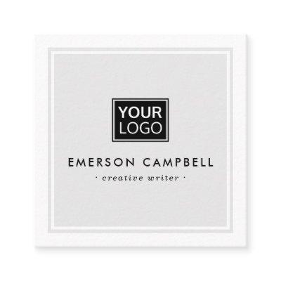 Light gray white border custom logo minimalist square