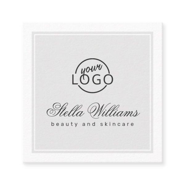 Light gray white custom logo minimalist square