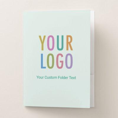 Light Green 2 Pocket Folder with Logo & Card Slot