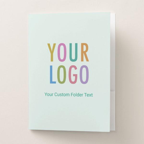 Light Green 2 Pocket Folder with Logo & Card Slot
