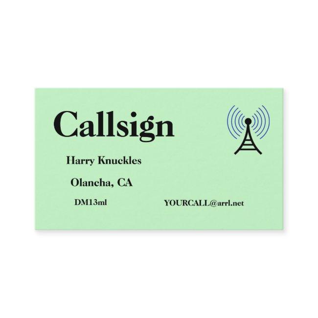 Light Green Amateur Radio Call Sign