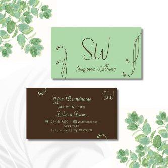 Light Green and Brown Modern Ornate with Monogram