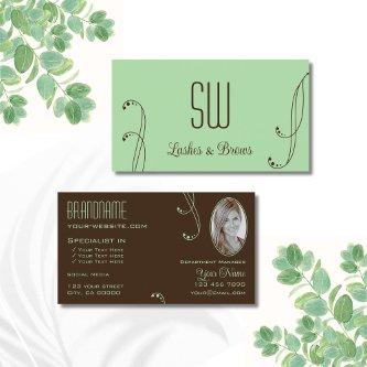 Light Green Brown Ornate with Monogram and Photo