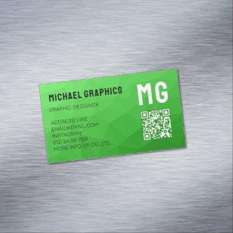 Light green geometric mesh pattern QR code  Magnet