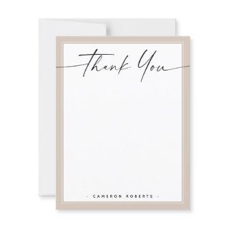 Light mocha brown border add name thank you note
