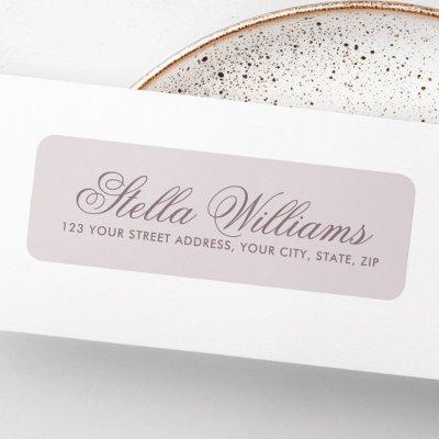 Light muted lavender calligraphy script label