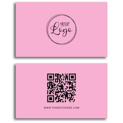 Light Pink and Black Logo Minimalist QR Code