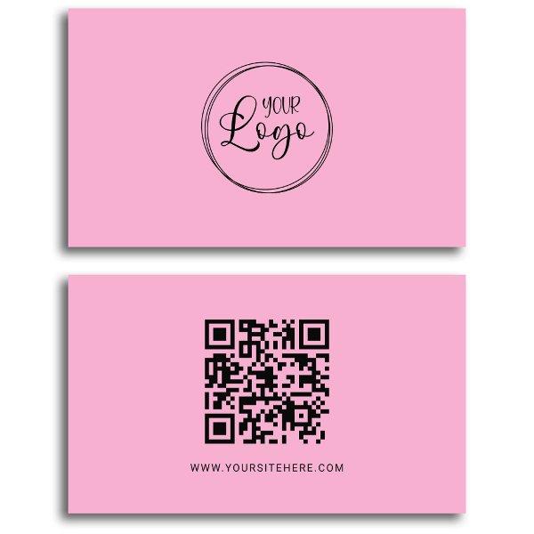 Light Pink and Black Logo Minimalist QR Code