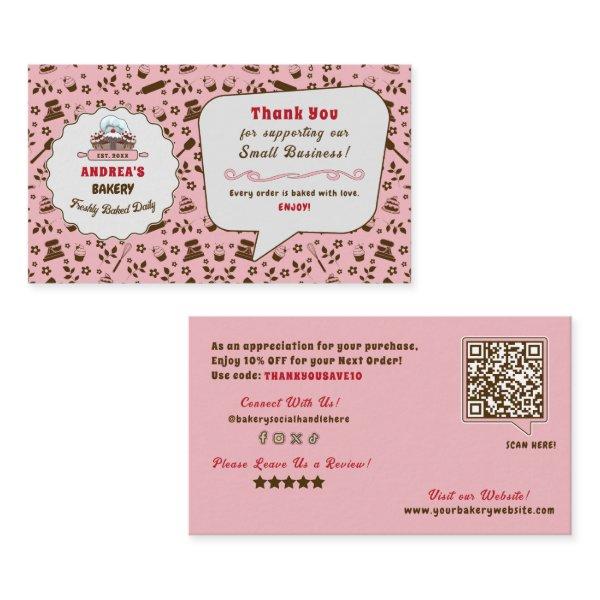Light Pink Bakery Logo Thank You Business Custom Enclosure Card
