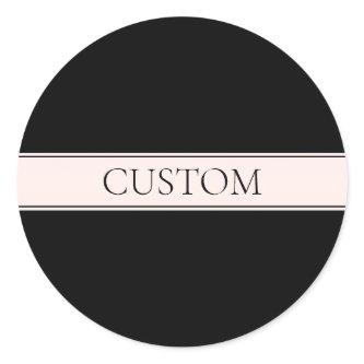 Light Pink Blush Stripe & Elegant Editable Text Classic Round Sticker