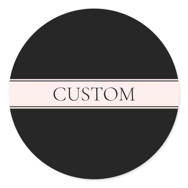 Light Pink Blush Stripe & Elegant Editable Text Classic Round Sticker