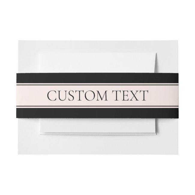 Light Pink Blush Stripe & Elegant Editable Text Invitation Belly Band