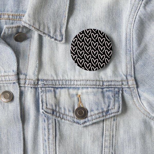 Light Pink Hearts of Hearts w/  Black Background   Button