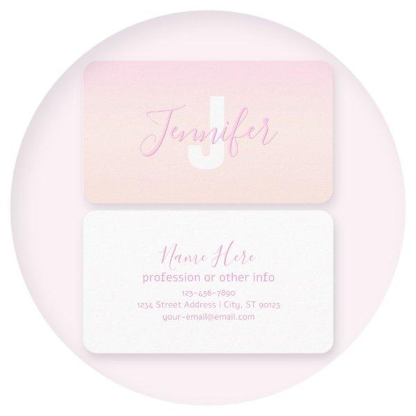 Light Pink & Peach Gradient Ombre Name & Monogram