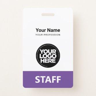 Light Purple Employee Name Business Logo Staff Tag Badge