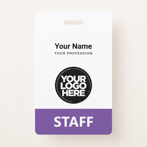 Light Purple Employee Name Business Logo Staff Tag Badge