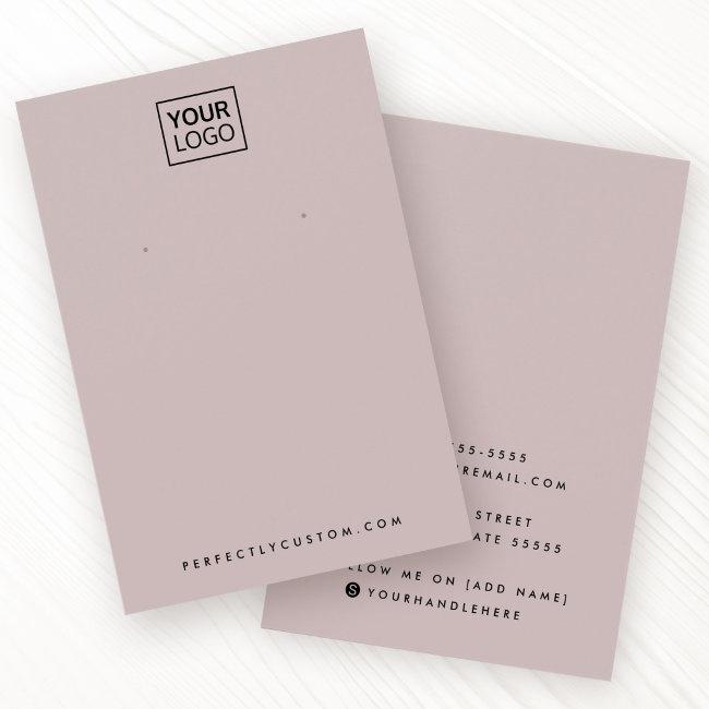 Light rose taupe logo earring display card