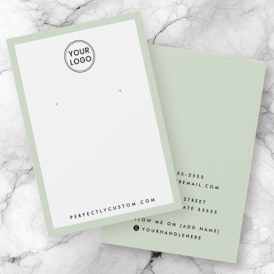 Light sage green border logo earring display card