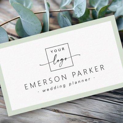 Light sage green border white minimalist logo