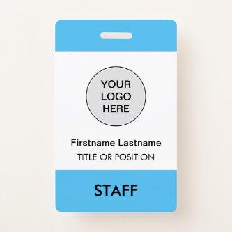 Light Sky Blue Company Logo Employee Name Badge