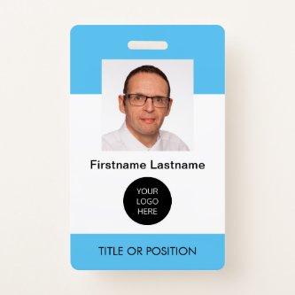 Light Sky Blue ID Photo Name Badge