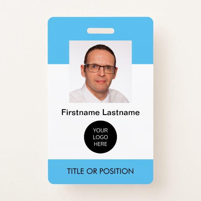 Light Sky Blue ID Photo Name Badge