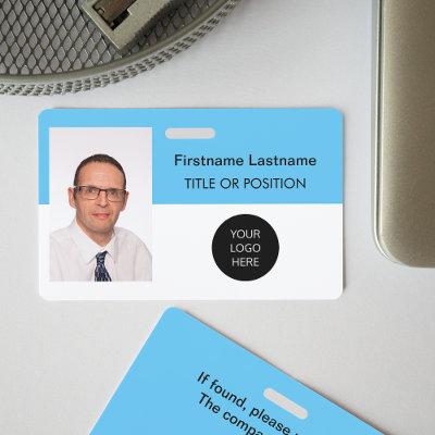 Light Sky Blue Photo ID Name Badge